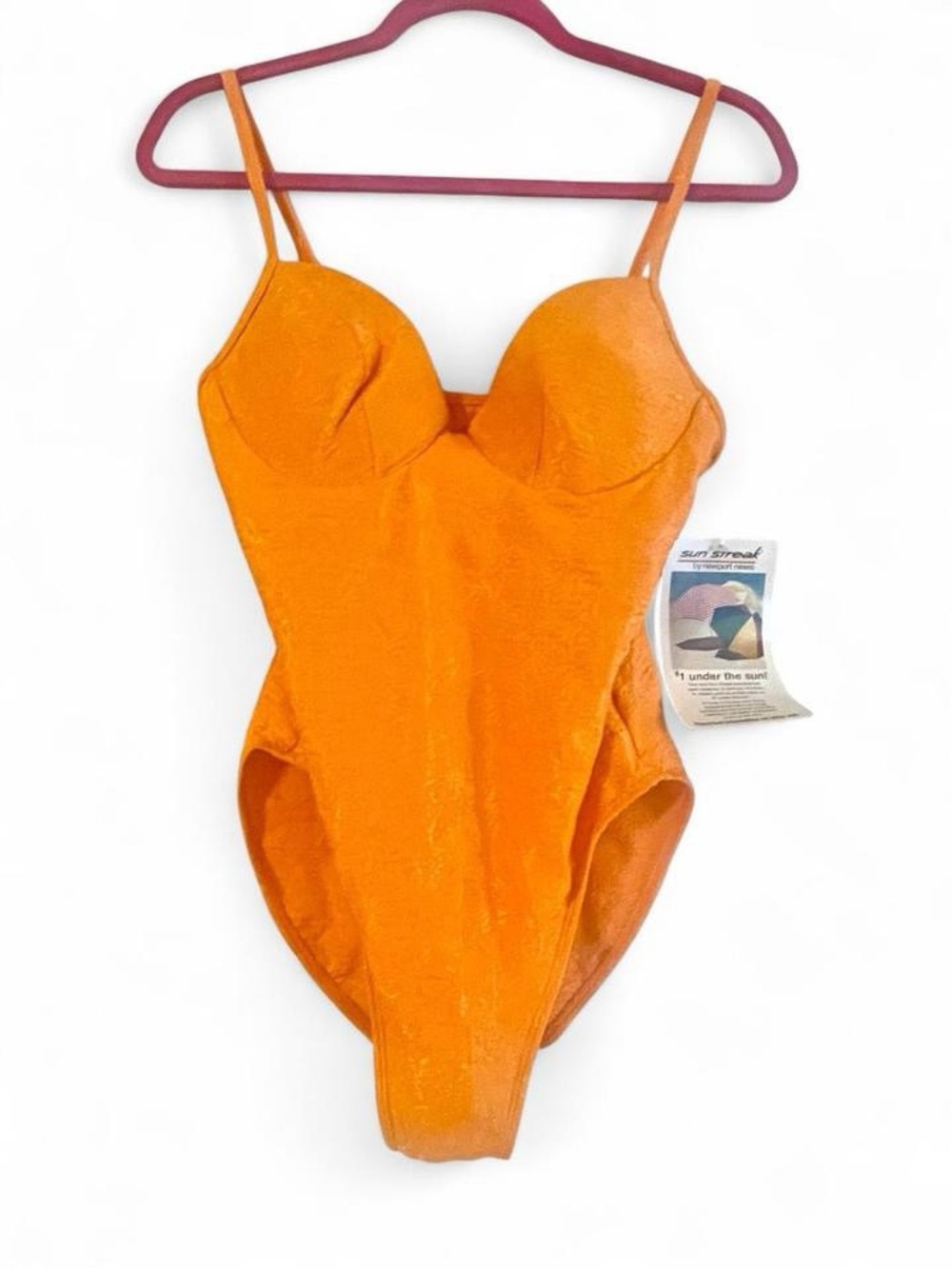 Vintage 90’s Sun Streak Orange Underwire Medium One Piece Swimsuit NWT